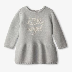 Hatley Baby ‘Little Angel’ Gray Knit Sweater Dress with Embroidery Details
